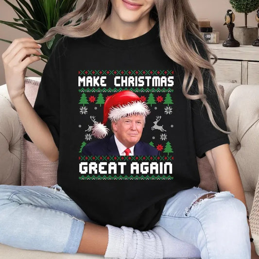 Funny Trump 2024 Christmas T-Shirt, Make American Great Again T-Shirt, Xmas Party Republican Gifts, Trump 2024 President Sweater