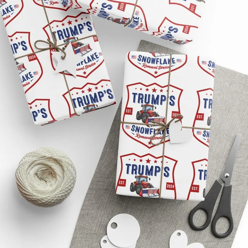 Funny Trump Gift Wrap, Trump Snowflake Removal Service, Trump Wrapping Paper for Gifts, Maga Gift Wrap Christmas, President Trump Won 2024