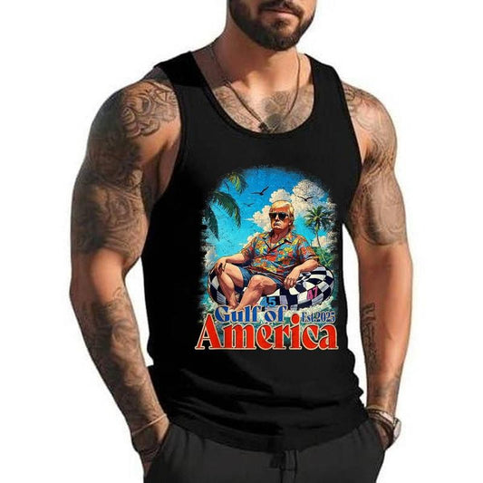 Funny Trump Gulf Of Us America 2025 T-Shirt Vintage Trump Unisex Tank Top, Cotton, Size S-3XL