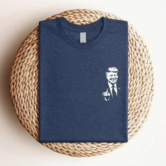Funny Trump T-shirt, Trump Middle Finger Pocket Size Shirt, Unisex President Short Sleeve, Trump Supporter Tee, Election 2024 Shirt.