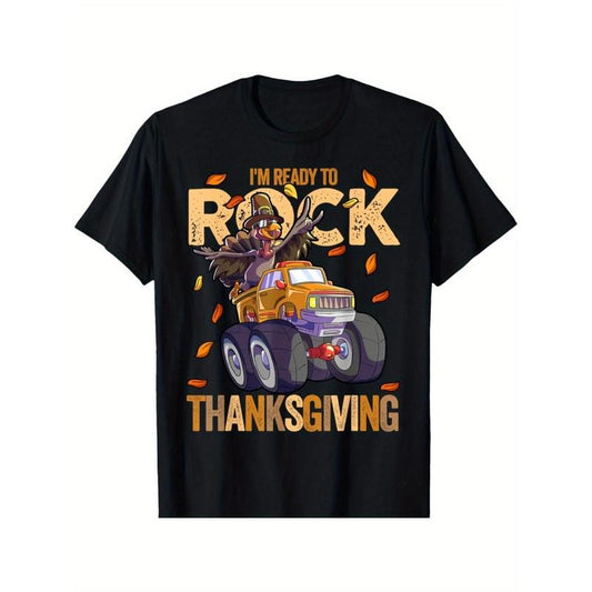 Funny Turkey Monster Truck Thanksgiving Turkey T-Shirt made in usa