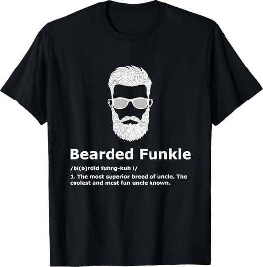 Funny Uncle Shirts, Gifts For Uncle, Bearded Funkle Funny Uncle Definition T-Shirt - Menswear Casual Cotton