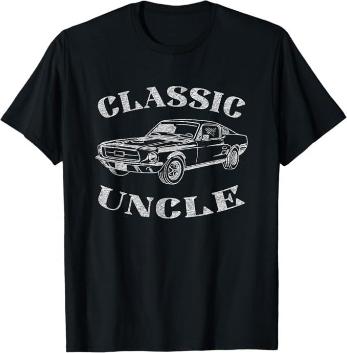 Funny Uncle Shirts, Gifts For Uncle, Funny Uncle Saying Classic Car Graphic T-Shirt - Menswear Casual Cotton