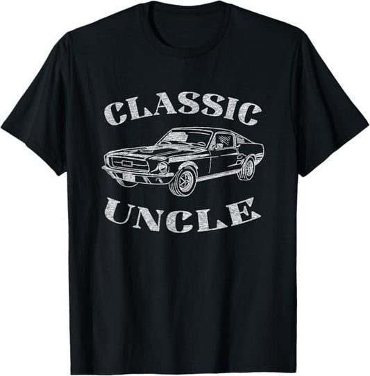 Funny Uncle Shirts, Gifts For Uncle, Funny Uncle Saying Classic Car Graphic T-Shirt - Menswear Casual Cotton