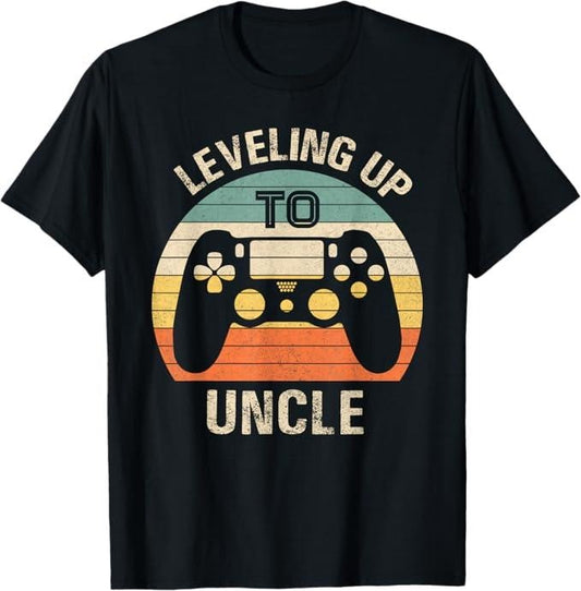 Funny Uncle Shirts, Gifts For Uncle, Leveling Up To Uncle 2024 Funny Video Gamer Vintage T-Shirt - Menswear Casual Cotton