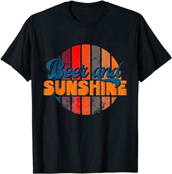 Funny Vacation Shirt, Funny Summer Vacation Beers and Sunshine Retro Beach T-Shirt Menswear Casual Cotton Hoodie, Sweatshirt
