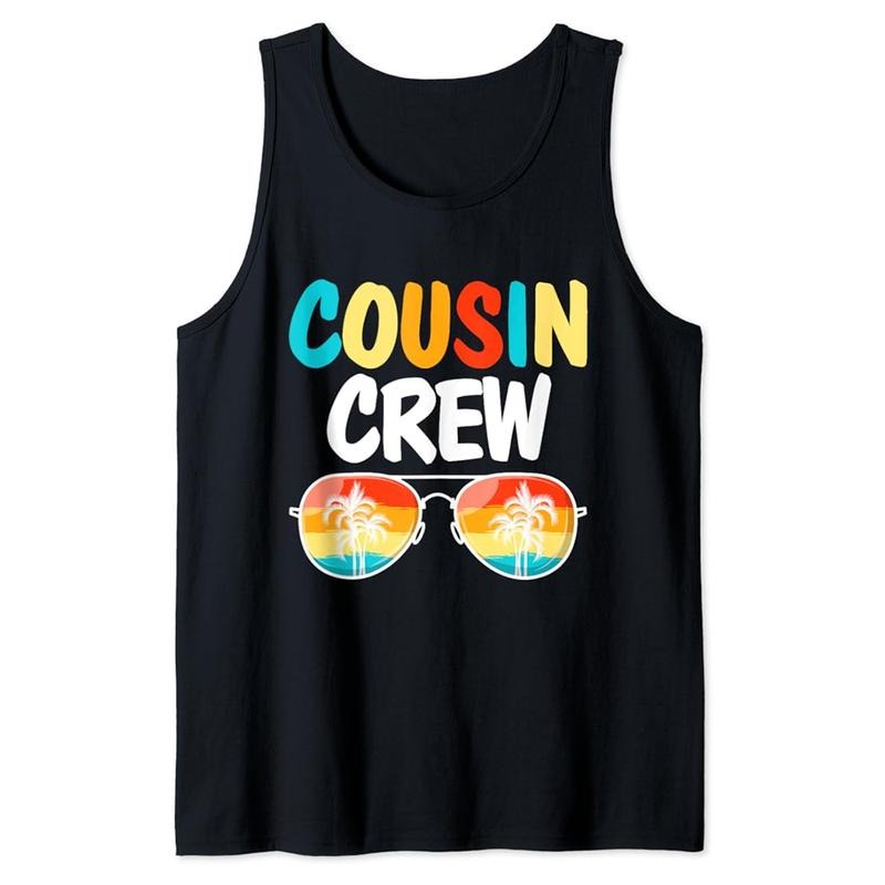 Funny Vacation Tank Top, Cousin Crew Family Vacation Summer Sunglasses Funny Boys Tank Top Unisex Casual Cotton T-Shirts,...