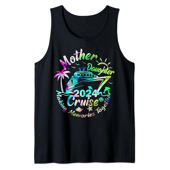 Funny Vacation Tank Top, Cruise Mother Daughter Trip 2024 Funny Mom Daughter Vacation Tank Top Casual Cotton Fabric...