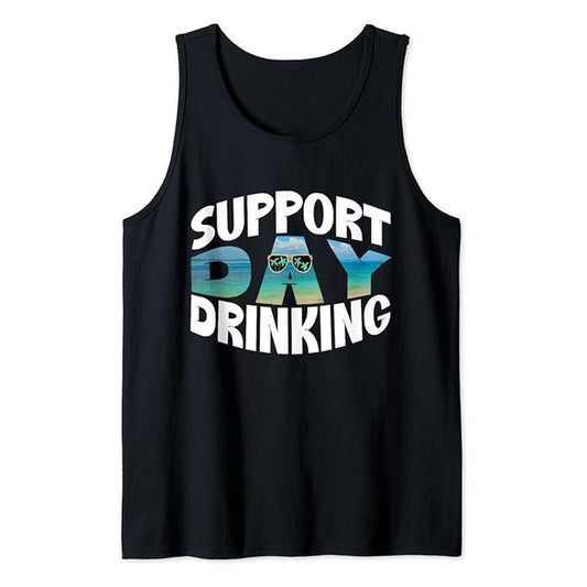 Funny Vacation Tank Top, Funny Summer Beach Vacation Support Day Drinking Tank Top Casual Cotton Fabric