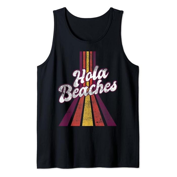 Funny Vacation Tank Top, Hola Beaches Shirt Retro Summer Funny Beach Vacation Tank Top Casual Cotton Fabric Hoodie,...