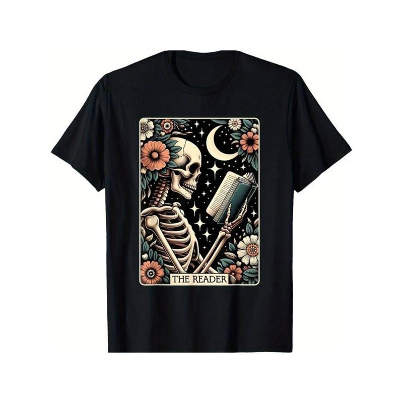 Funny Vintage Graphic [Fast Arrival] TNF Reader Tarot Card Skeleton Reading Book Bookworm Bookish T-Shirt For Men Women,...