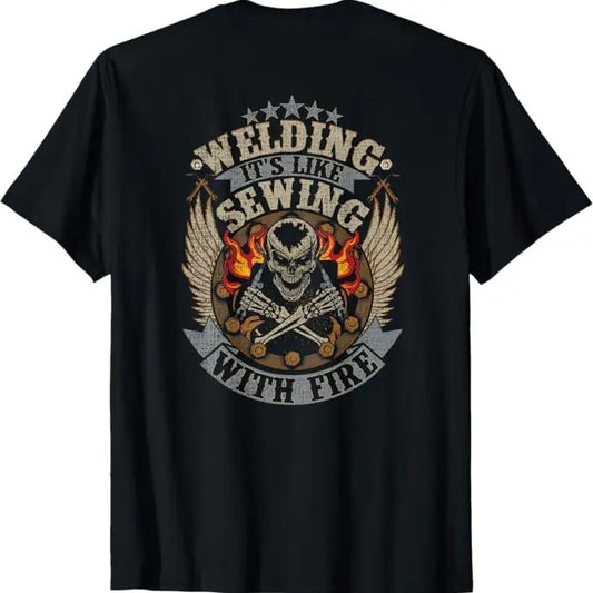 Funny Welder Shirt, Welder Gifts, Funny Welding Image On Back Of T-Shirt - Menswear Casual Cotton