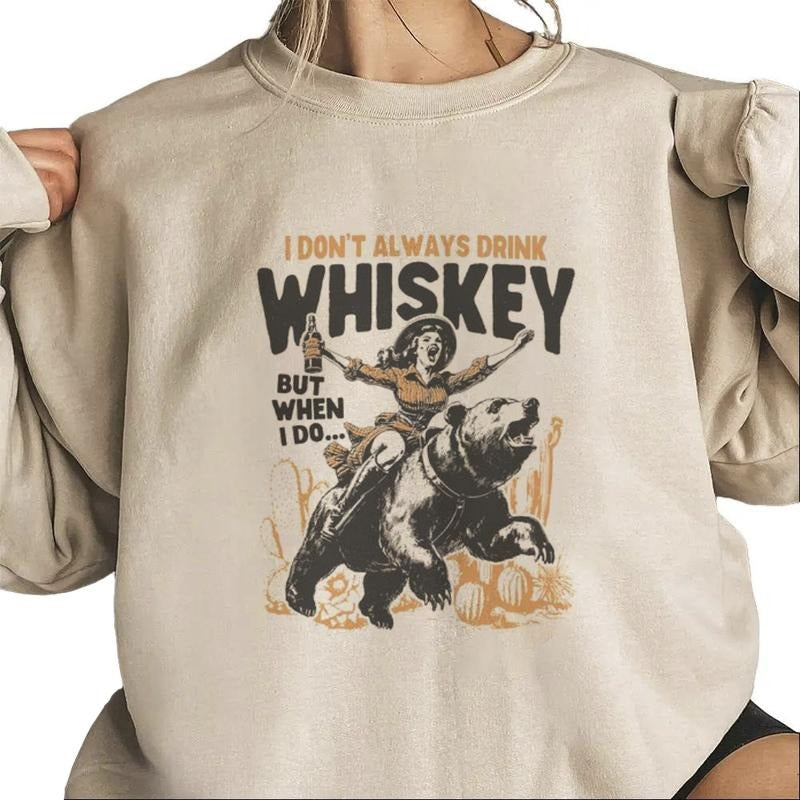 Funny Western Girl Sweatshirt Funny Cowgirl Graphic Tee Retro Country T-shirt Humorous Alcohol T-shirt, I don't Drink...