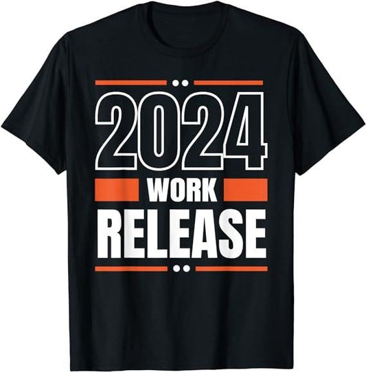 Funny Work Shirts, 2024 Work Release Funny Retirement T-Shirt Menswear Casual Cotton