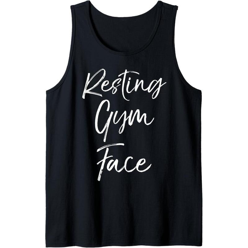 Funny Workout Saying for Women Cute Quote Resting Gym Face Tank Top Made in USAstyle{n002}2