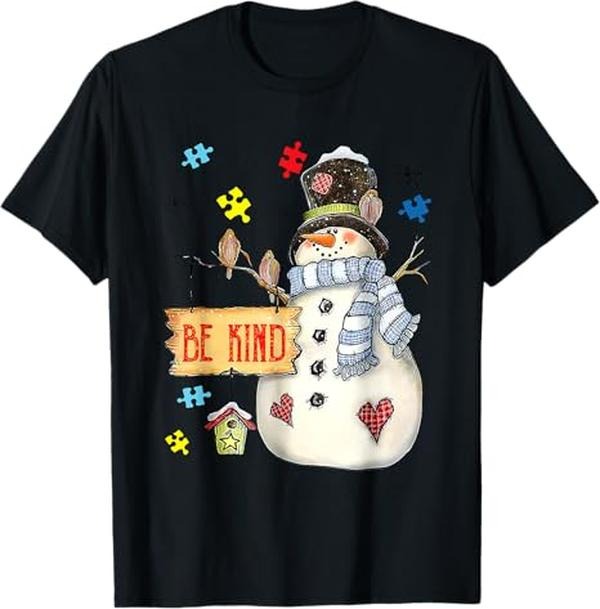 Funny Xmas Men Women Family T-Shirt, Be Kind Snowman Funny Family Xmas T-Shirt