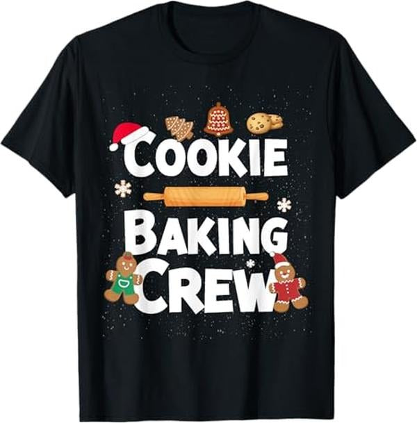 Funny Xmas Men Women Family T-Shirt, Christmas Cookie Baking Crew Funny Pajamas Family Xmas T-Shirt - Menswear Top