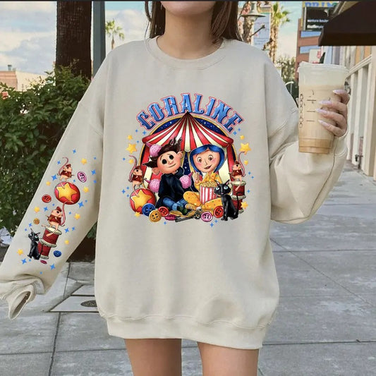 Funny circus Coralinee Sweatshirt_Hoodie,  Spooky movie TShirt, Movie Vintage Retro Horror, Halloween Gift, Graphic Shirt_Sweatshirt_Hoodie
