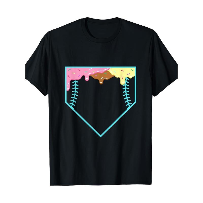 Funny home plate drip-ice cream softball & baseball T-shirt, men's T-shirt, 220g made in usa Hoodie, Sweatshirt