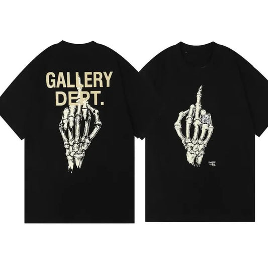 GALLERY DEPT T-Shirt, Skull Hand Bone Finger shirt, Car shirt, Car lover shirt, Slogan, Short-Sleeved, Crew Neck, Casual Streetwear, Men and Women, Tops