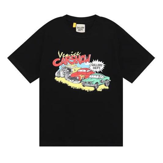 GALLERY DEPT T shirt car print T-shirts round neck pure cotton short sleeve men's and women's high street half sleeve skull hand bone finger print loose Tee shirts Menswear Top Crewneck Casual