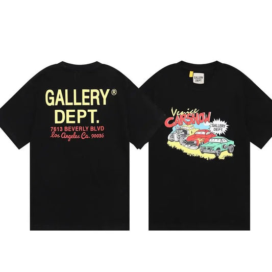 GALLERY T shirt car print T-shirts letter short sleeve men's and women's high street half sleeve skull hand bone finger print round neck large size loose Tee shirt Menswear Top Crewneck Casual Shortsleeve Underwear Streetwear Human Tropical