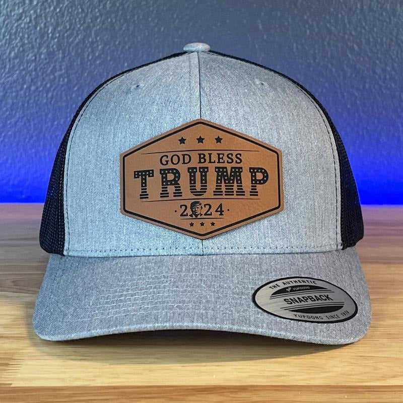 GOD BLESS TRUMP 2024 SnapBack Trucker Rawhide Leather Patch Hat T-Shirts, Hoodie, Sweatshirt | DripVista.com