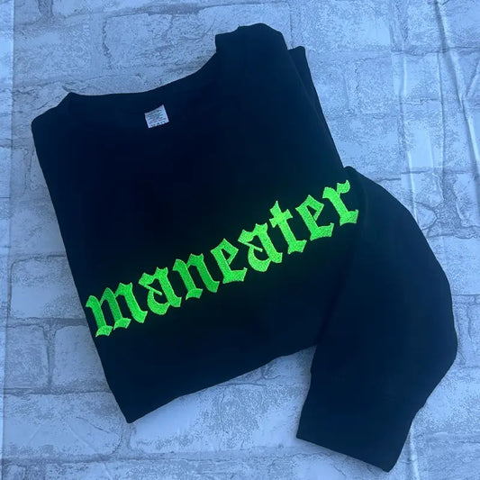 GREEN Maneater Embroidered Crewneck