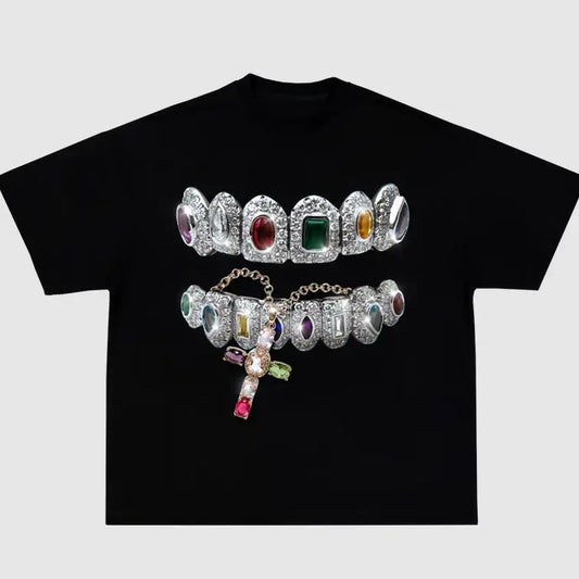 GRILLZ CROSS Chain Garment Dyed Boxy Ultra Cotton Shirt