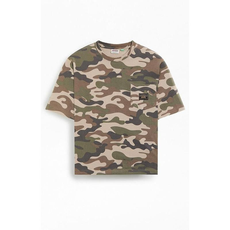 GUESS Originals Men's AOP Camo Boxy Pocket T-Shirt - Multicolor Hoodie, Sweatshirt | DripVista.com
