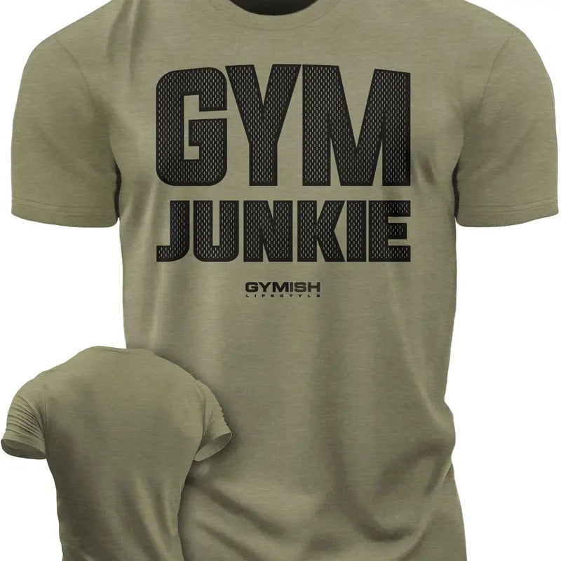 GYMISH Gym Junkie Funny Workout Gym T-Shirt for Men