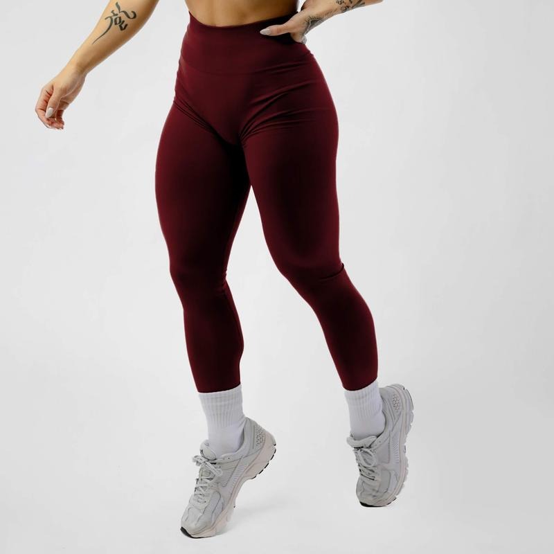 GYMREAPERS Legacy Seamless Wine Plain Knit Leggings for Women - All Seasons Fabric Soft