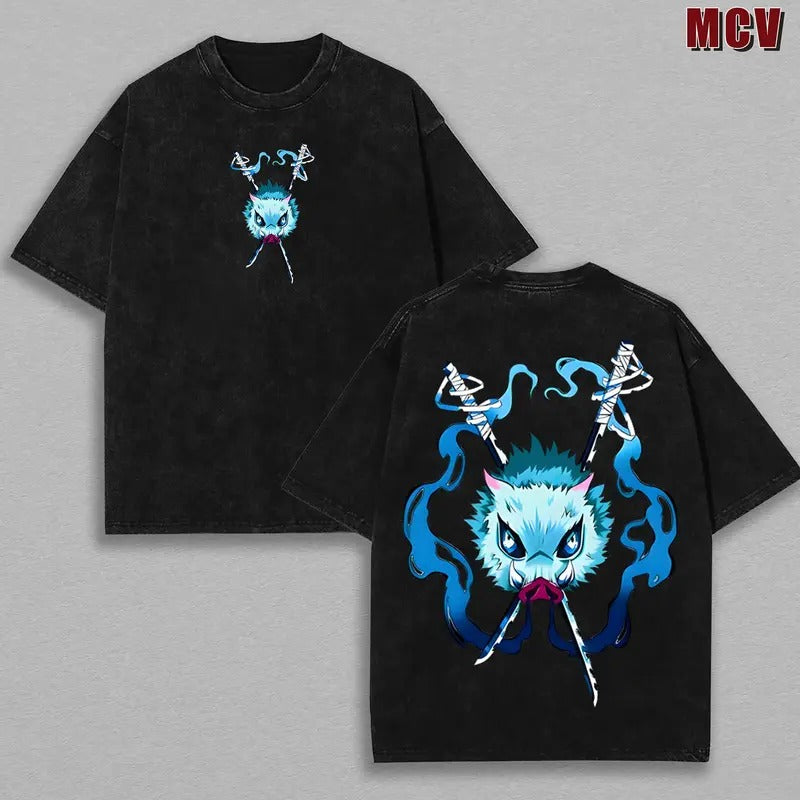 Gaara - Hidden leaf ninja Anime Double Printed Vintage Washed Tee Unisex Oversize Anime Manga Washed Heavyweight Cotton...
