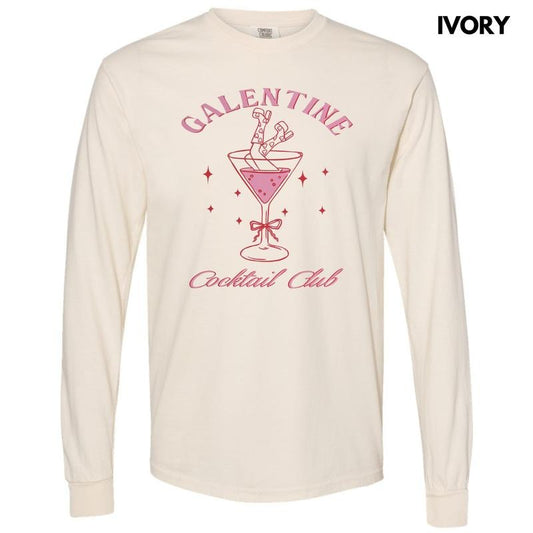 Galentine Cocktail Club Long Sleeve Comfort Colors T-Shirt