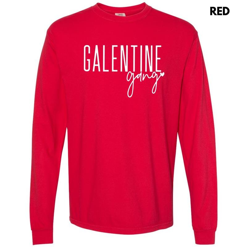 Galentine Gang Long Sleeve Comfort Colors T-Shirt Hoodie, Sweatshirt | DripVista.com
