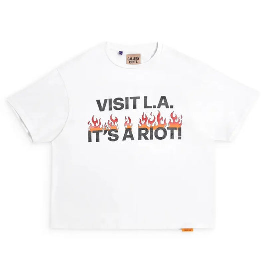 Gallery Dept Flame Letter Logo Printed Men Women Cotton T-shirt