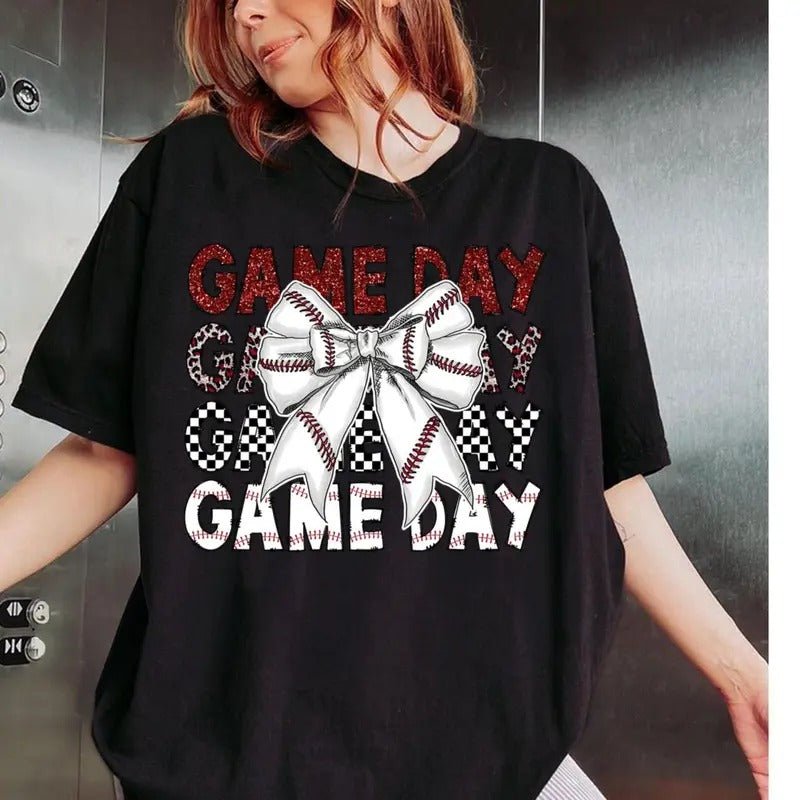 Game Day Baseball Bow, Coquette Baseball, Game Day, Baseball Mom, Baseball Season, Sports, Baseball Shirt