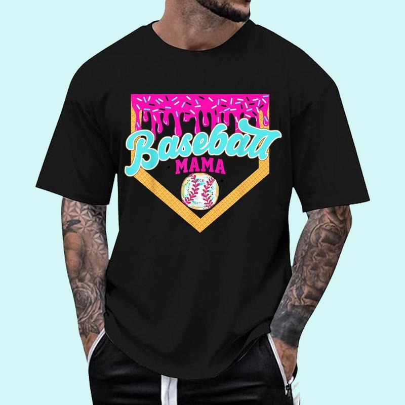 Game Day Baseball Mama Ice Cream Drip Baseball Mom Dripping Unisex T-Shirt, Cotton 100%, Top Trending Fashion Hoodie,...