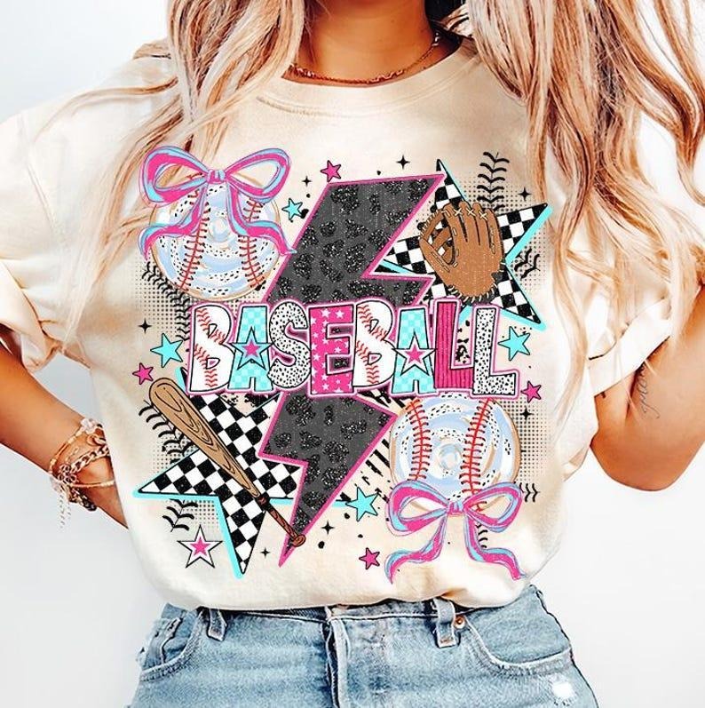 Game Day Coquette Baseball Tee tshirt, Brushstroke Design, Sporty Mama Fashion tshirt,  women tops, shirt for women...