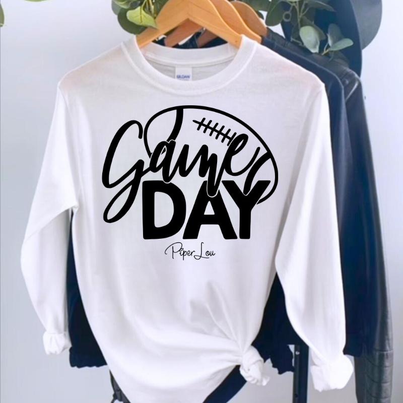Game Day Football Long Sleeve Tee, Made in the USA, Long Sleeve Shirts, #sports #fall Hoodie, Sweatshirt | DripVista.com