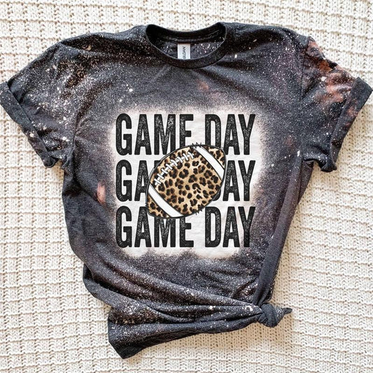 Game Day Leopard Football Bleached t-shirt