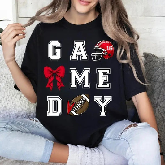 Game Day Shirt, Football Coquette Bow Shirt, Football Bow Shirt, Football Fan Shirt, Football Number Shirt, Custom Football Team Shirt Casual Comfort