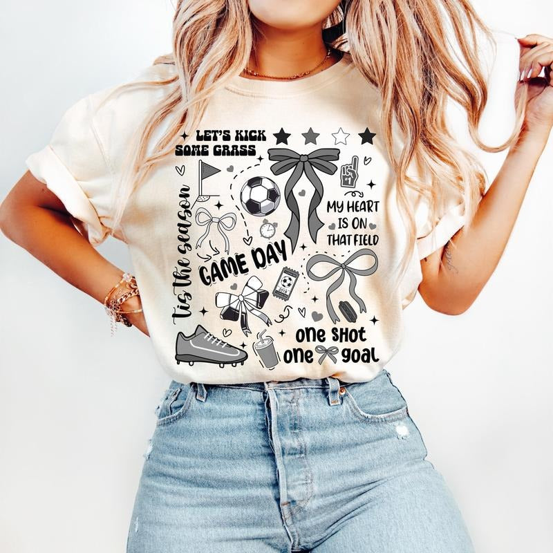 Game Day Soccer Coquette T-Shirt, Retro Soccer Shirt, Soccer Mama T-Shirt, Game Day Shirt