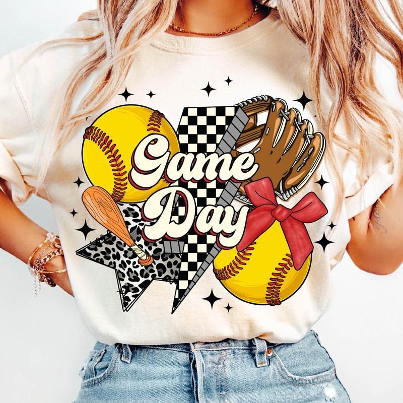 Game Day Softball T-Shirt, Retro Checkered Softball Mama T-Shirt, Softball Mom T-Shirt, Retro Softball Mom T-Shirt, Mother's Day Gifts
