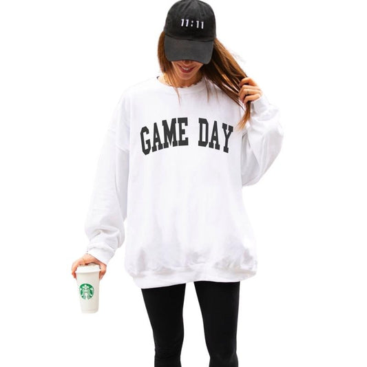Game Day Sweatshirt, Preppy Varsity Sports T-shirt, Game Day Vibes Crewneck, Sunday Football, Football Mom, College Football Sweater