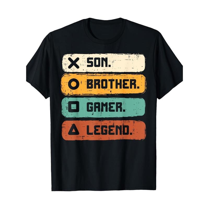 Game T-Shirt for Son, Brother, Teens, and Boys - Gaming Men's T-Shirts with Fun Design - Quality Cotton Fabric and Casual Style Made in USA