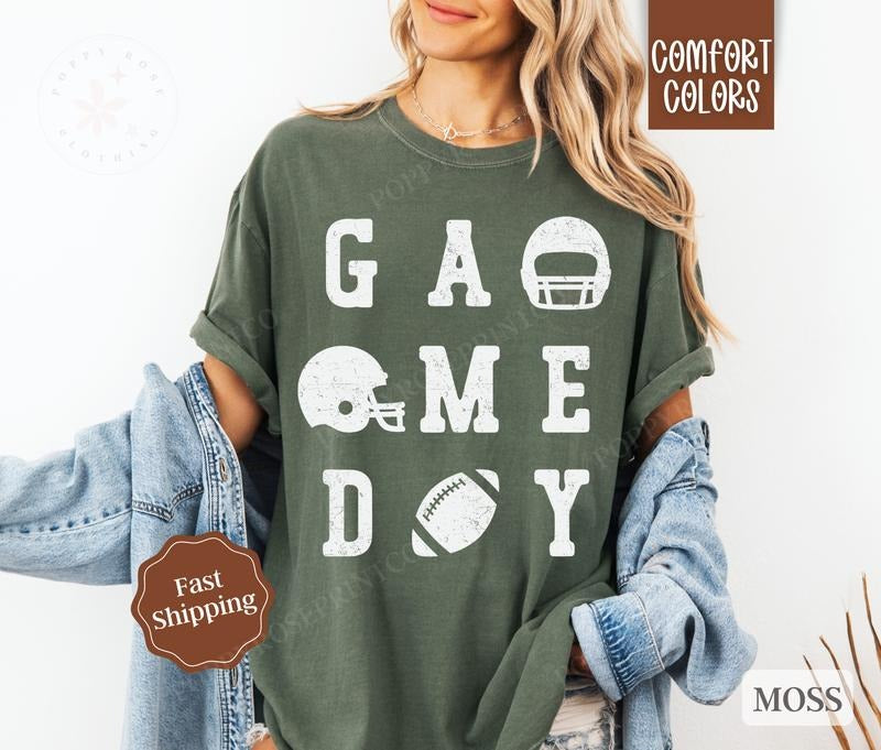 Gameday Football Shirt Comfort Colors, Womens Football Tee, Womenswear Oversized Crewneck Hoodie, Sweatshirt | DripVista.com