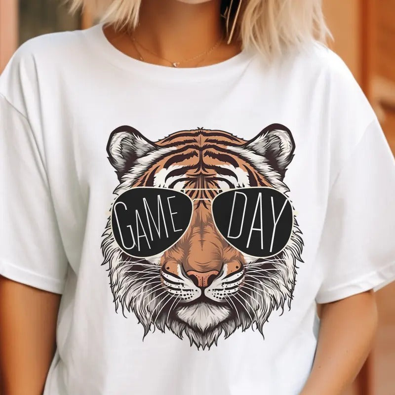 Gameday Tiger Graphic Tee Football Tigers Tshirt Gameday Sports T-Shirt Team Sports Mascot Top Unisex Sizing Tshirts Casual Sports Teams Tops  Womens  Cozy Sports Tees