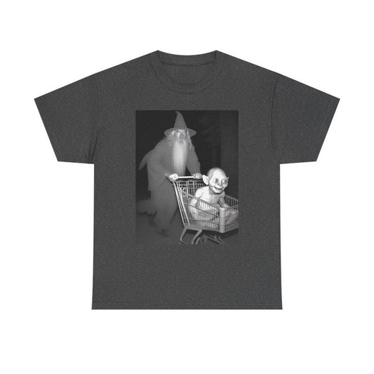Gandalf Pushing Gollum in Shopping Cart Unisex Funny T-Shirt - Whimsical Middle