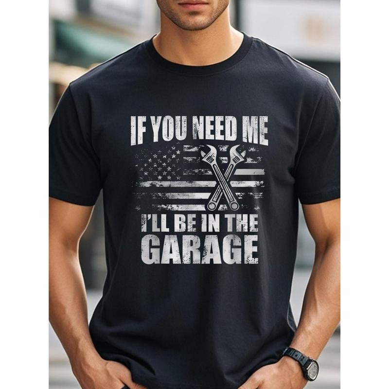 Garage Champ Tee - Ultra-Soft, Breathable, 100% Cotton Graphic T-Shirt for Men - Stylish, Funny, Perfect for Running and Four Seasons, Black Crew Neck, Soft Wear Made in USA
